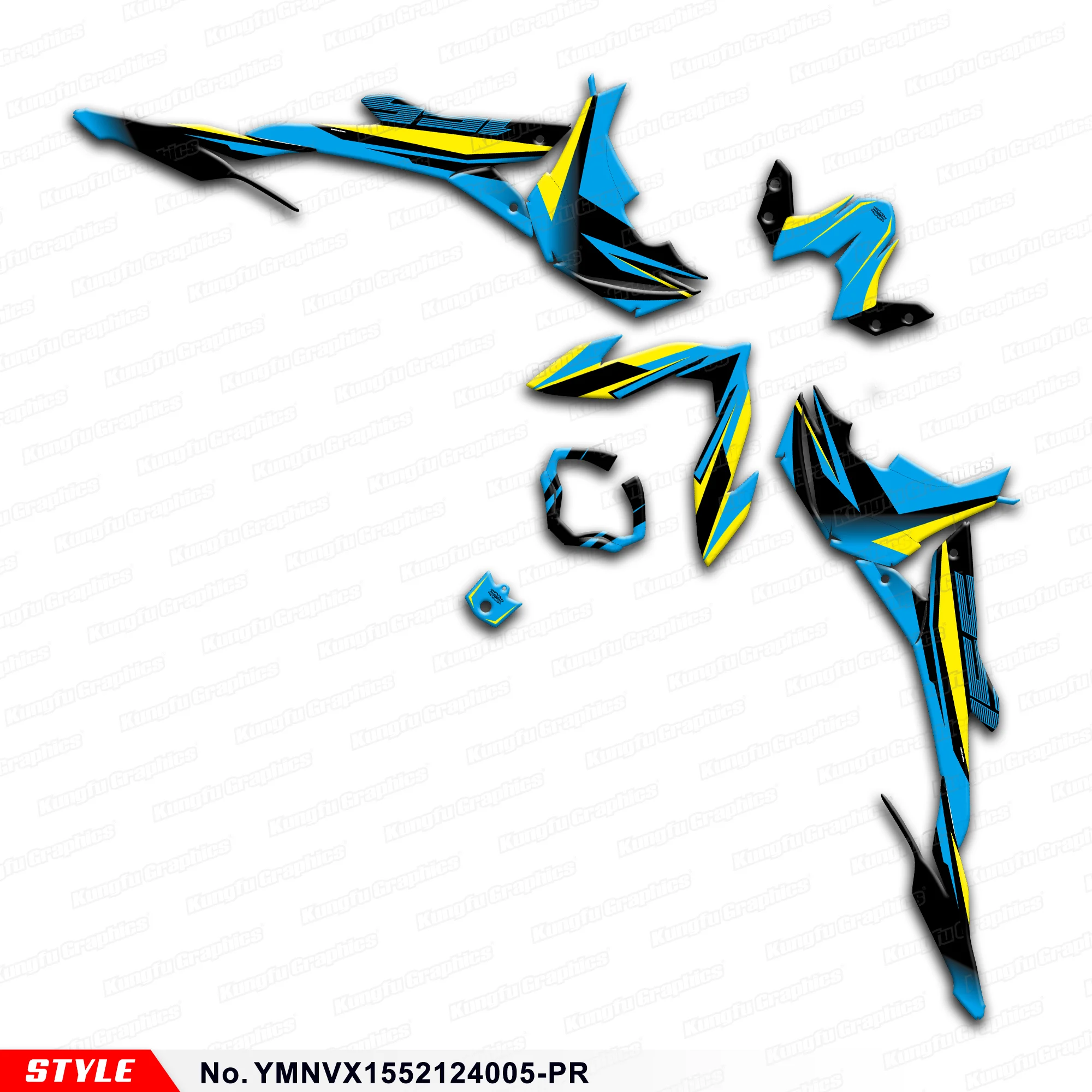 

Послепродажный Графический полный комплект для мотоцикла для Yamaha Aerox NVX 155 NVX155 2021 2022 2023 2024, Стиль № YMNVX1552124005-PR
