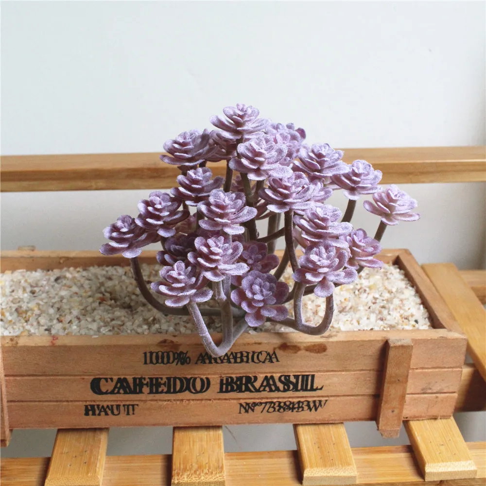 Vibrant Purple Flocking Artificial Succulent Decor
