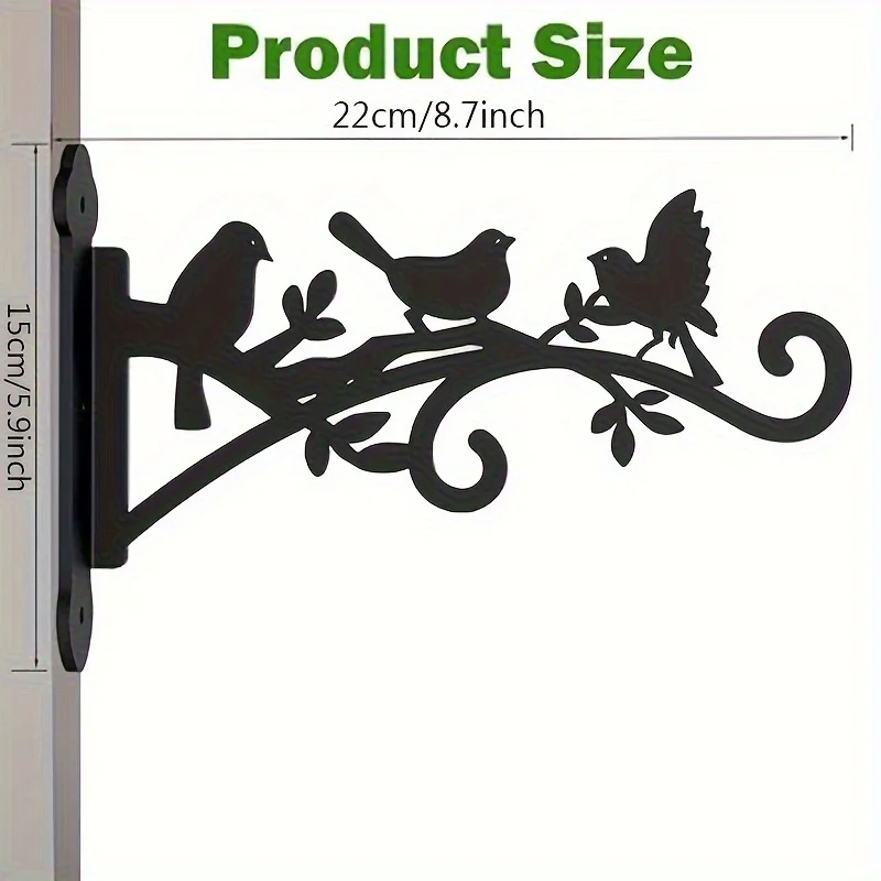 Elegant Black Metal Plant Hangers with Bird & Leaf Design – Durable & Easy to Install