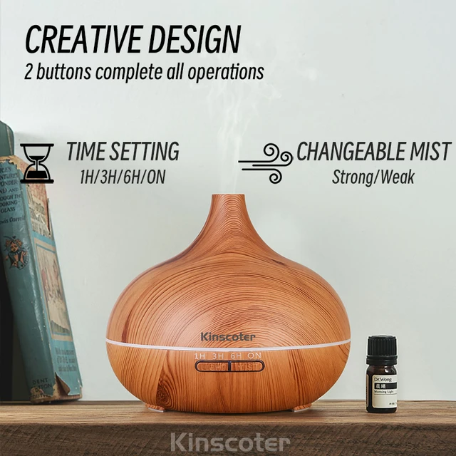 KINSCOTER Electric Aroma Diffuser Air Humidifier 500ml Ultrasonic Cool Mist Maker Fogger High Quality LED Essential Oil Diffuser 3