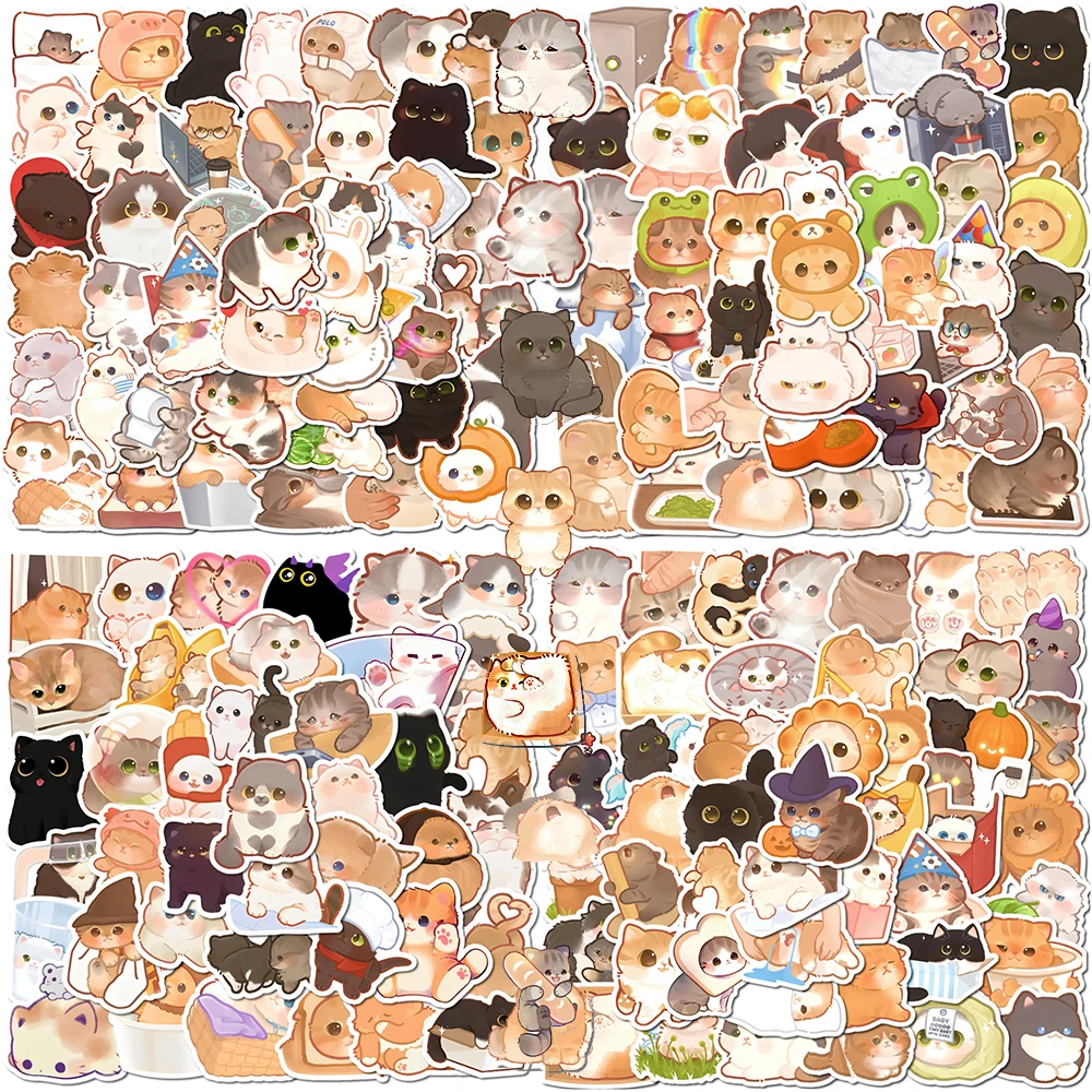 50Pcs Kawaii Cat Decoration Stickers Funny Animal Anime Sticker Laptop Notebook Diary Motorcycle Car Bike Wall Stationery Decals