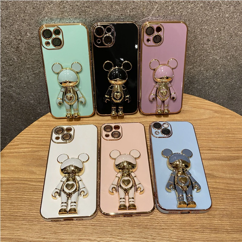 Coque de téléphone plaquée ours mignon, étui pour Xiaomi Redmi Note 11 7 8 10 12 Pro Max 10s 9s 11s 9 9A_voghion.com