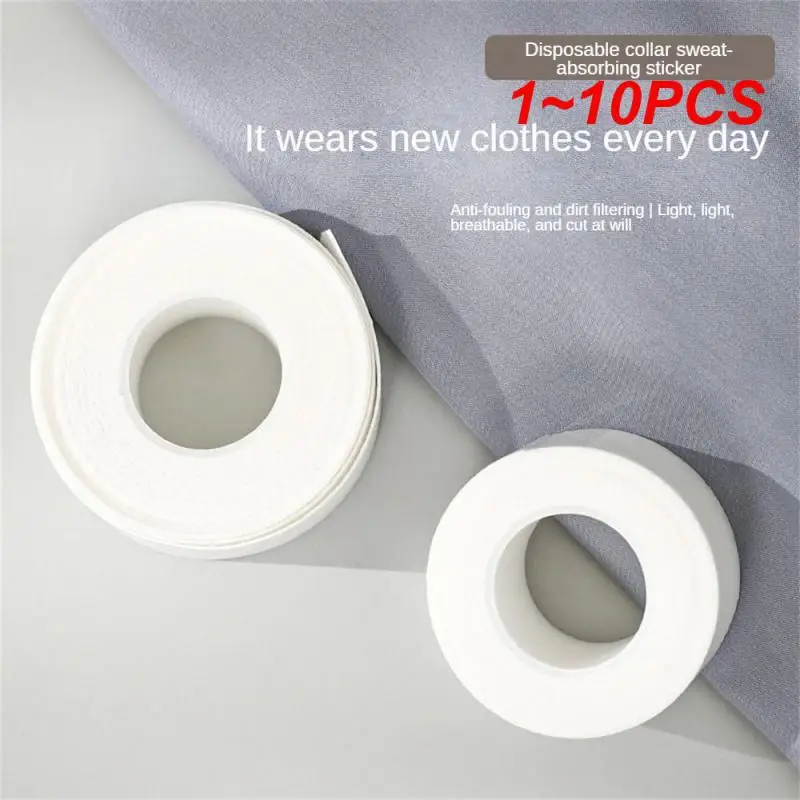 

1~10PCS Rolled Sweat-absorbent /5M\8M Hat Shirt Collar Protector Anti-dirty Grime Fixing Sticker Self-Adhesive Disposable