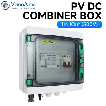 กล่องรวมสายไฟฟ้ากระแสตรงสำหรับแผงโซลาร์เซลล์ พร้อมระบบป้องกันฟ้าผ่า 1 อินพุต 1 เอาต์พุต กระแสตรง 500 โวลต์ พร้อมฟิวส์ MCB และ SPD กันน้ำระดับ IP65 สำหรับระบบไฟฟ้าโซลาร์เซลล์ 1