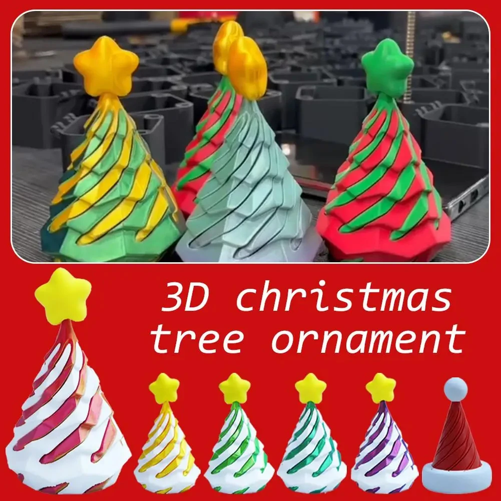 Christmas Tree Spiral Decompression Toy 3D Printed Cone Desktop Decompression Decoration Children's Push And Push Music Gift