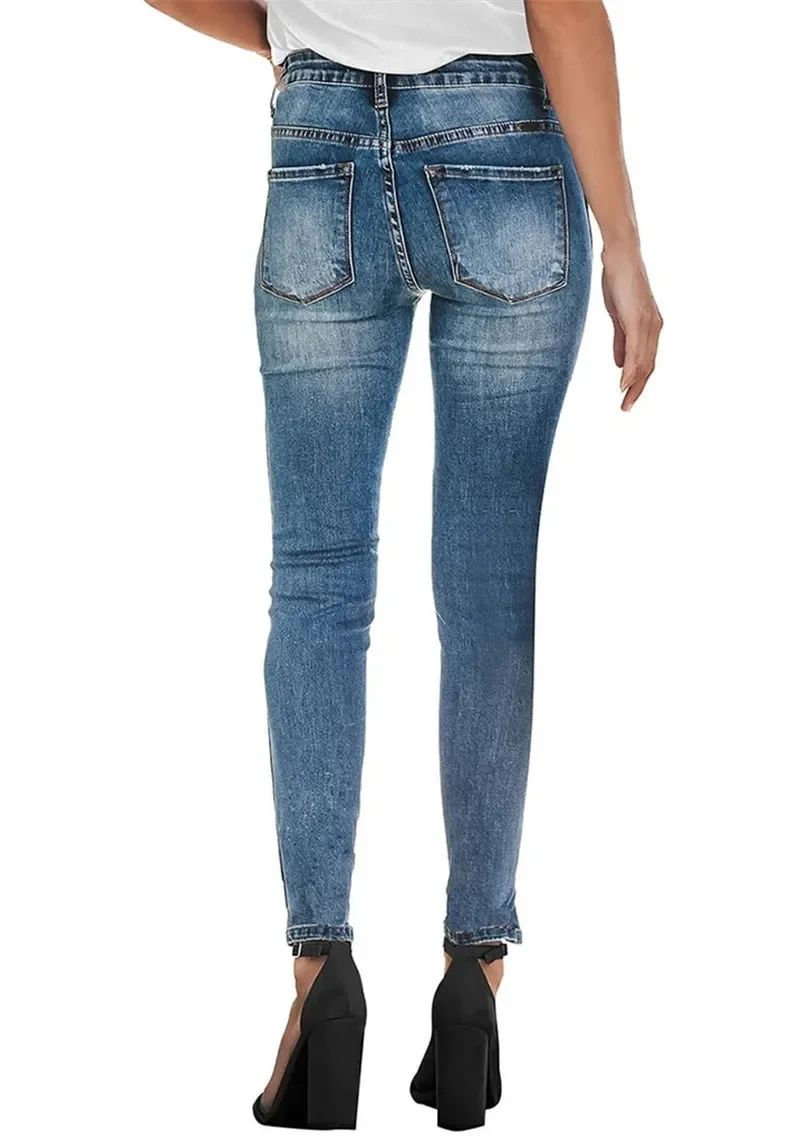 2024 New High Waist Jeans For Women Slim Stretch Ripped Distressed Denim Jean Bodycon Tassel Skinny Push Up Jeans Trousers Woman 2