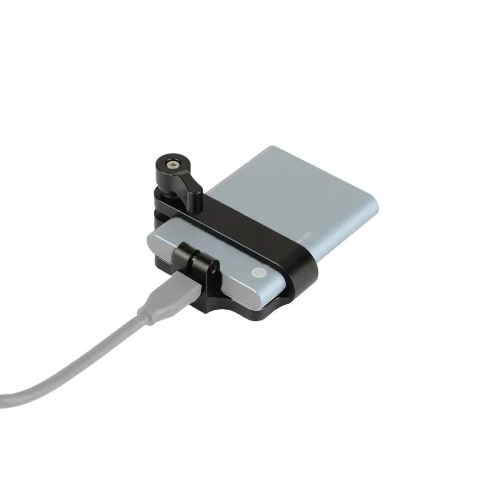 

CAMVATE Mobile Hard Drive Clamp Bracket Clamp HDD Bracket With 2 Pieces 1/4"-20 Screw & M5 Screw Exclusively For SUMSUNG T5 SSD