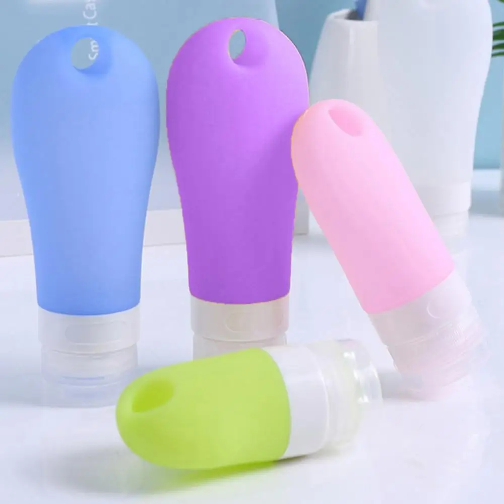 38/60/90ml Refillable Travel Bottle Silicone Storage Bottles Hanging Hole Lotion Shampoo Shower Gel Refillable Empty Bottle 4Pcs