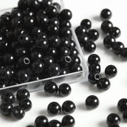 Transparent Deep Wine Red Smooth Round Glass Beads - 6mm 100pcs (Black)