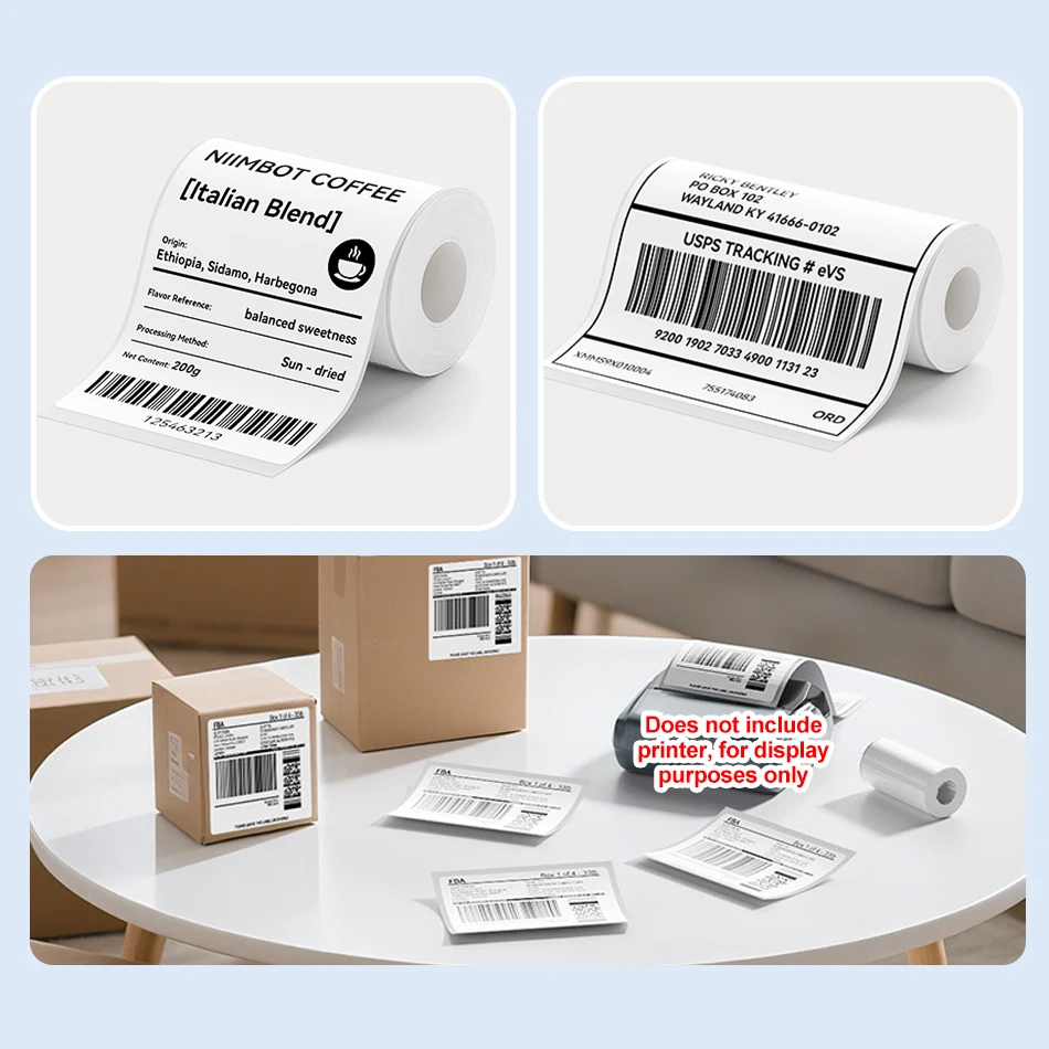 Large Size Labels for Niimbot B4 Portable 4inch Label Printer Shipping Barcode Tag Self-adhesive Stickers for Small Bussiness