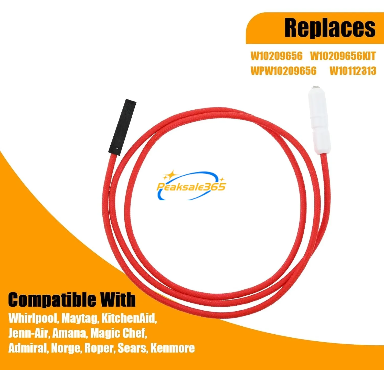 W10209656 W10112313 Gas Range Surface Burner Igniter Spark Ceramic Electrode +Mounting Clip for Whirlpool Maytag KitchenAid 5PCS