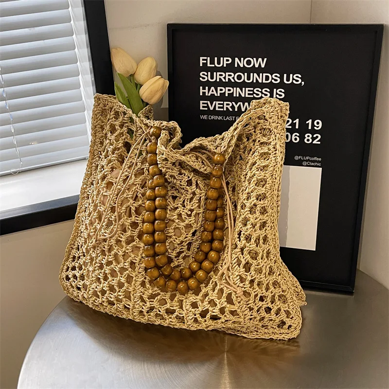 Bohemian Straw Bag Summer Handmade Beach Bag Large Capacity Shoulder Bag Vacation Rattan Totes Outdoors Seaside Handbag Bolsas