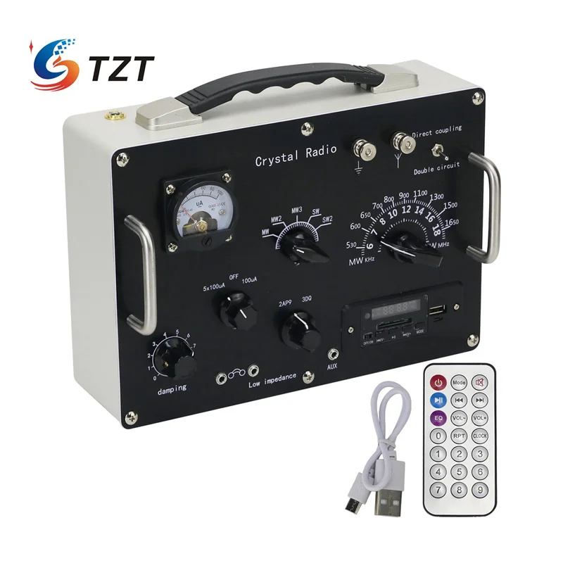 TZT High Quality Crystal Radio Medium Wave and Shortwave Retro Crystal