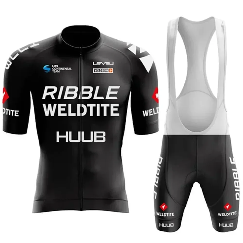 HUUB 남자 사이클링 저지 세트, 2024 여름 사이클링 의류, MTB 유니폼, 라이딩 턱받이 반바지, 자전거 의류