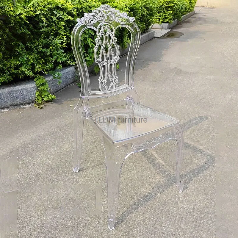 Luxury Wedding Chair Outdoor Acrylic Transparent Rose Dining Chair for Events Hotel Furniture Banquet Hall Leisure Chair customized product oem odm luxury indian ethiopia transparent hot stamping gold foil acrylic wedding birthday invitations card