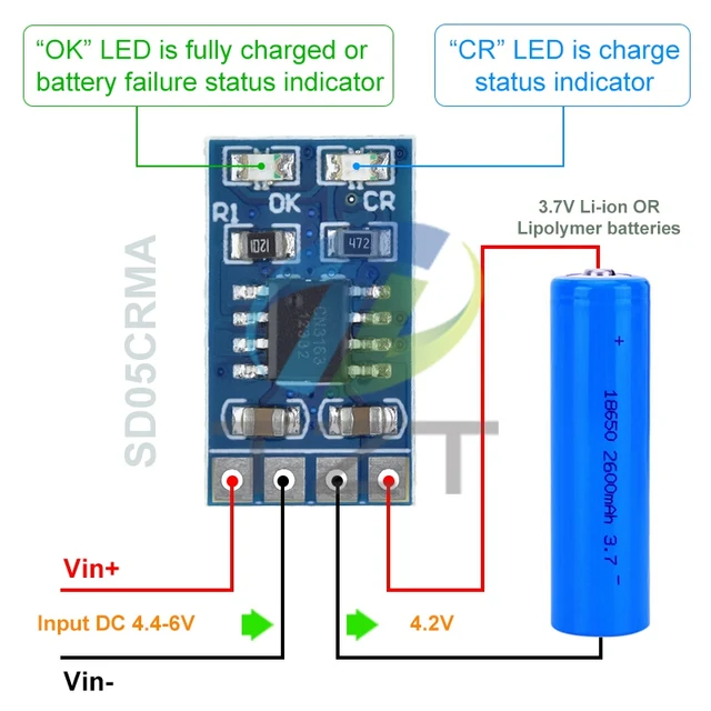 Contrôleur de Charge solaire MPPT 1A 4.2V 3.7V 18650 LiPo Li-ion Module de chargeur de batterie au Lithium SD05CRMA Charge de batterie de panneau solaire 1