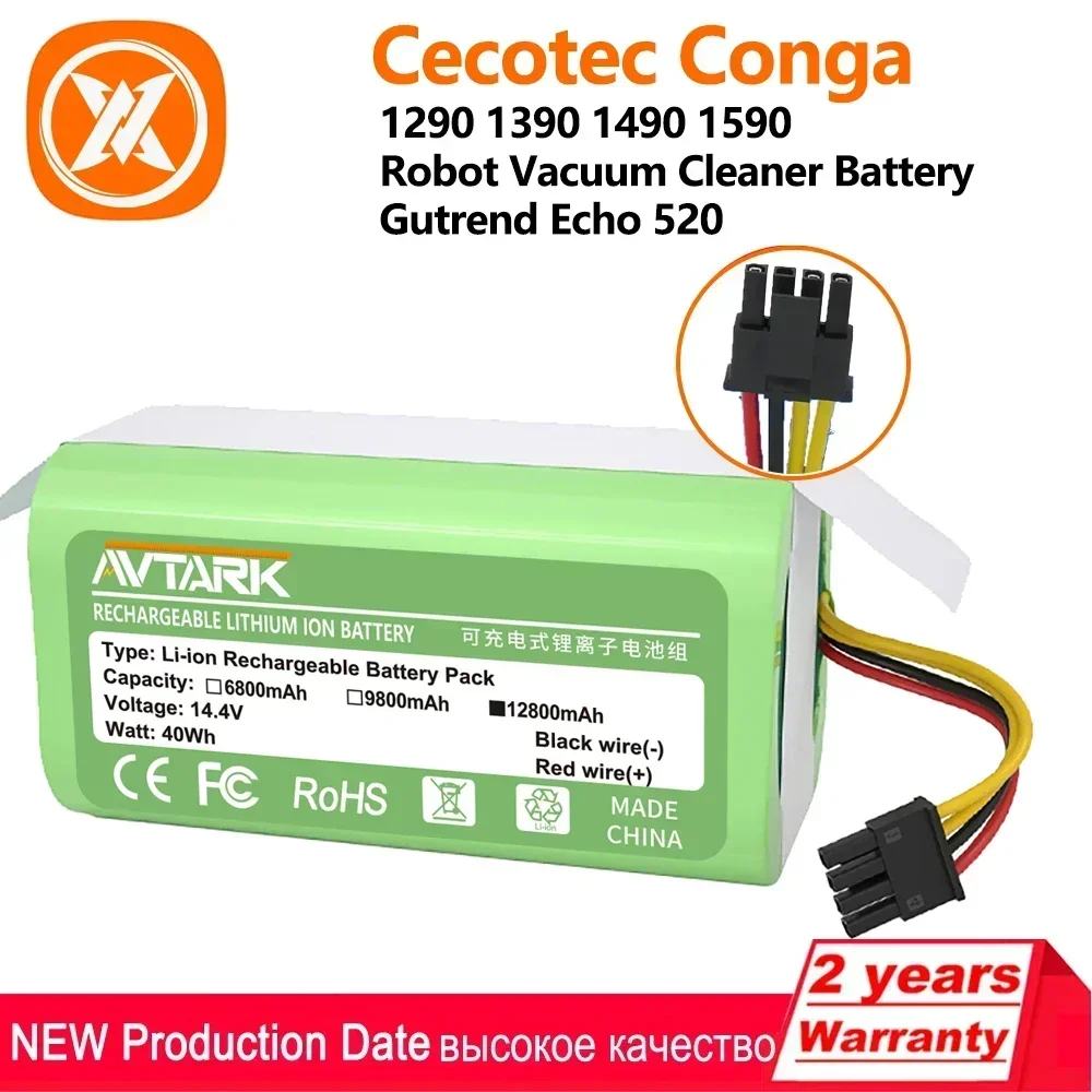 

Литий-ионный аккумулятор 14,4 В 6800 мАч 18650 для пылесоса Cecotec Conga 1290 1390 1490 1590 Genio Deluxe 370 Gutrend Echo 520
