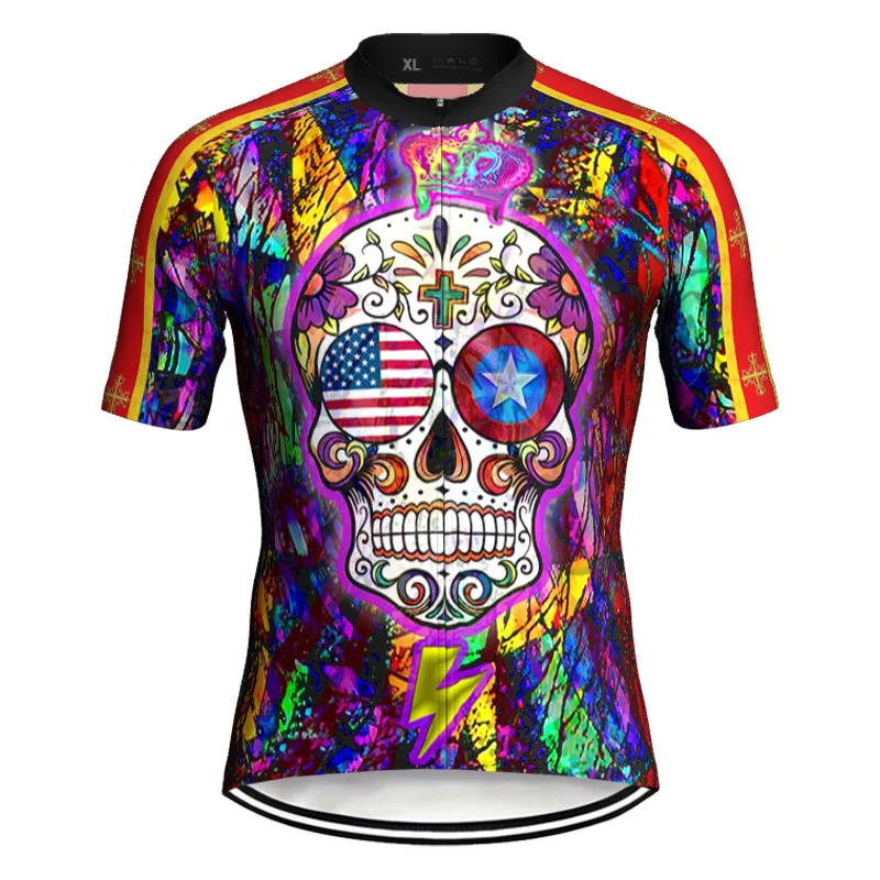 

Skull Ghost Men Short Sleeve Cycling Jacket Road Jersey Downhill Top Bicycle Wear Trail Shirt Mountain Bike Malliot Antislip