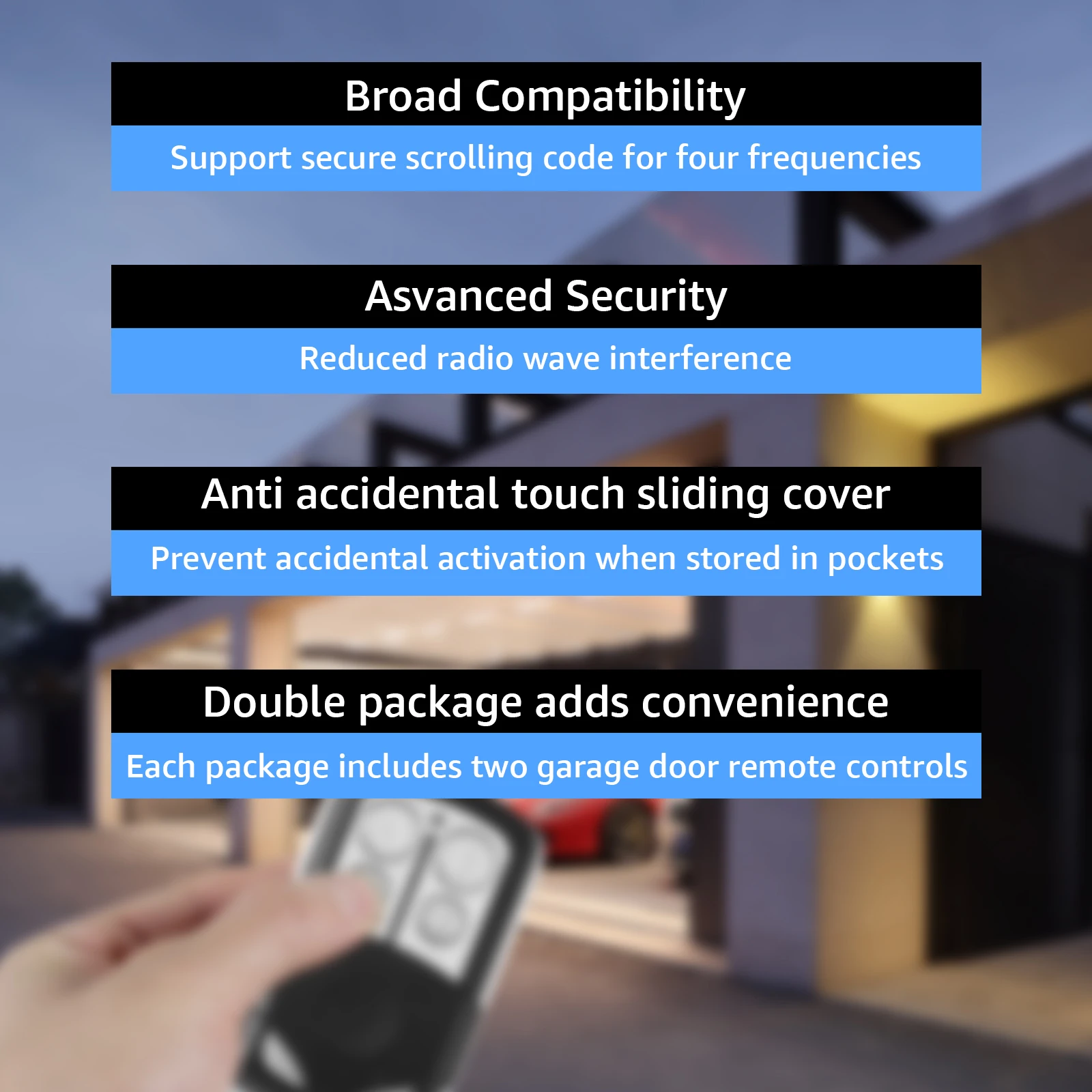 Description Picture 5 of item2Pcs Wireless Garage Door Remote Control Keychain Garage Gate Copy Remote Control Mini Electric Gate Opener Remote Control