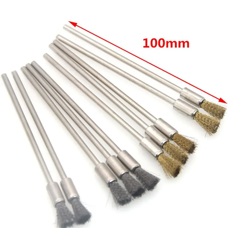 Pen Wire Brush 100mm With 3.0 Round Long Shank,Steel Cleaning End Brushes Rotary Tool Pen Wire Brush Rust Paint Removal ワイヤーブラシ 2