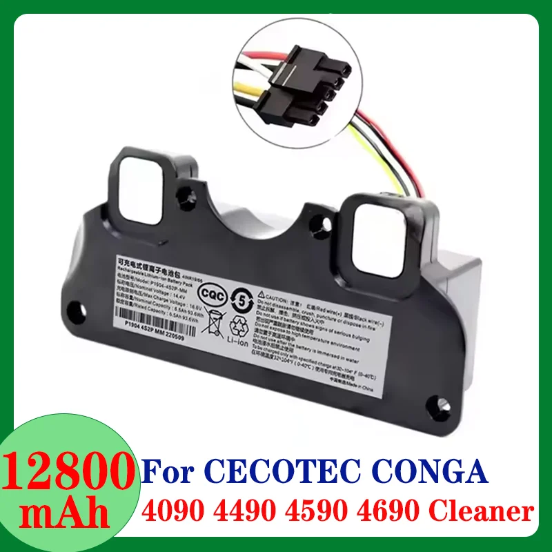 For CECOTEC CONGA 4090 4490 4590 4690 Robot Vacuum Cleaner Accessories Spare Parts Tool Original 12.8Ah Replacement Battery