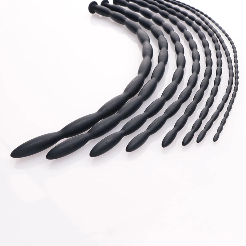 Penis Sex Toys 8Pcs/Set Silicone Chastity Holy Urethral Sound Beads Hollow Urethral Plug Probe Urinary Dilator Urethra Masturbation Rod 10mm