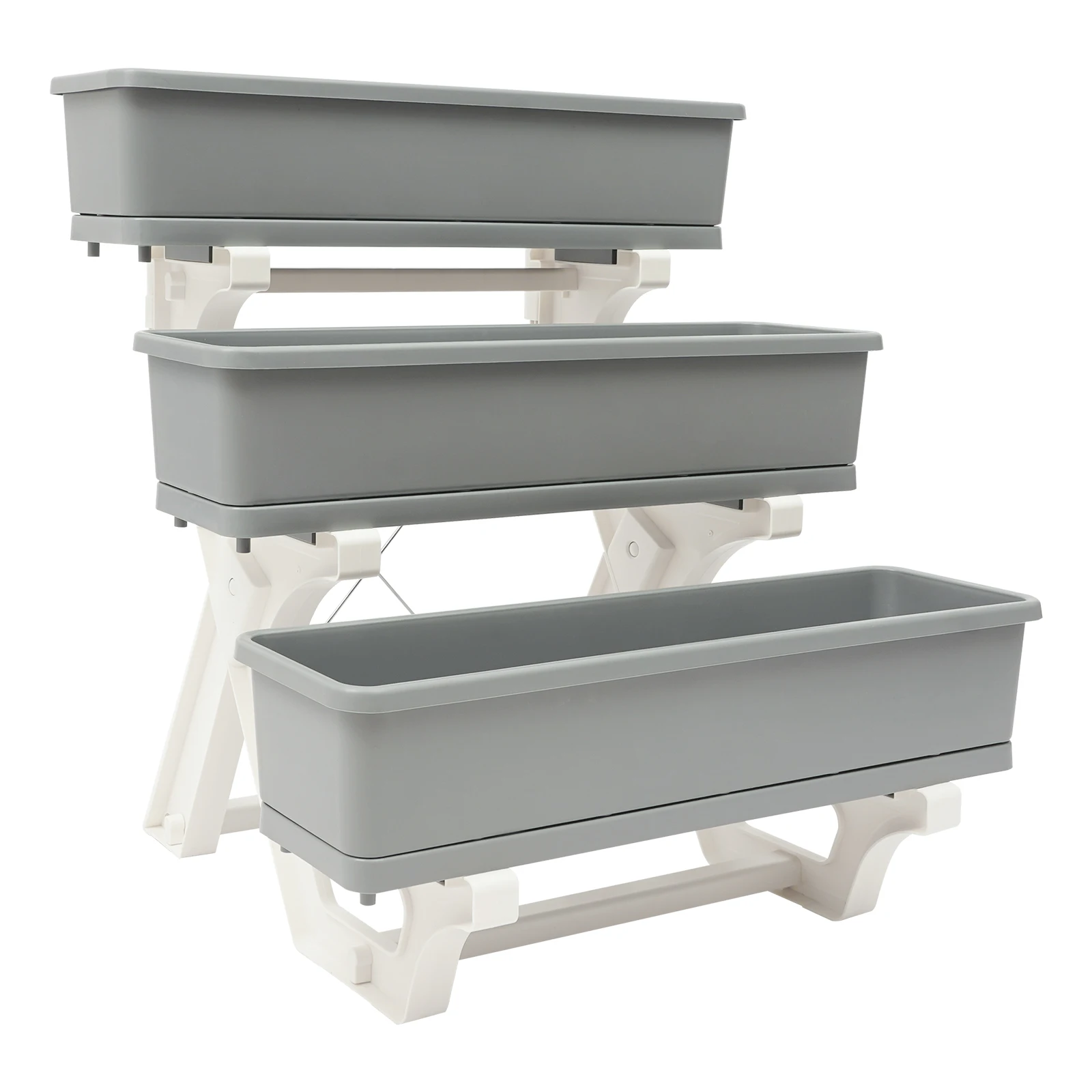 Vertical Raised Garden Bed Garden Flower Display Shelf 3-tier Elevated Planter with Planter Tray
