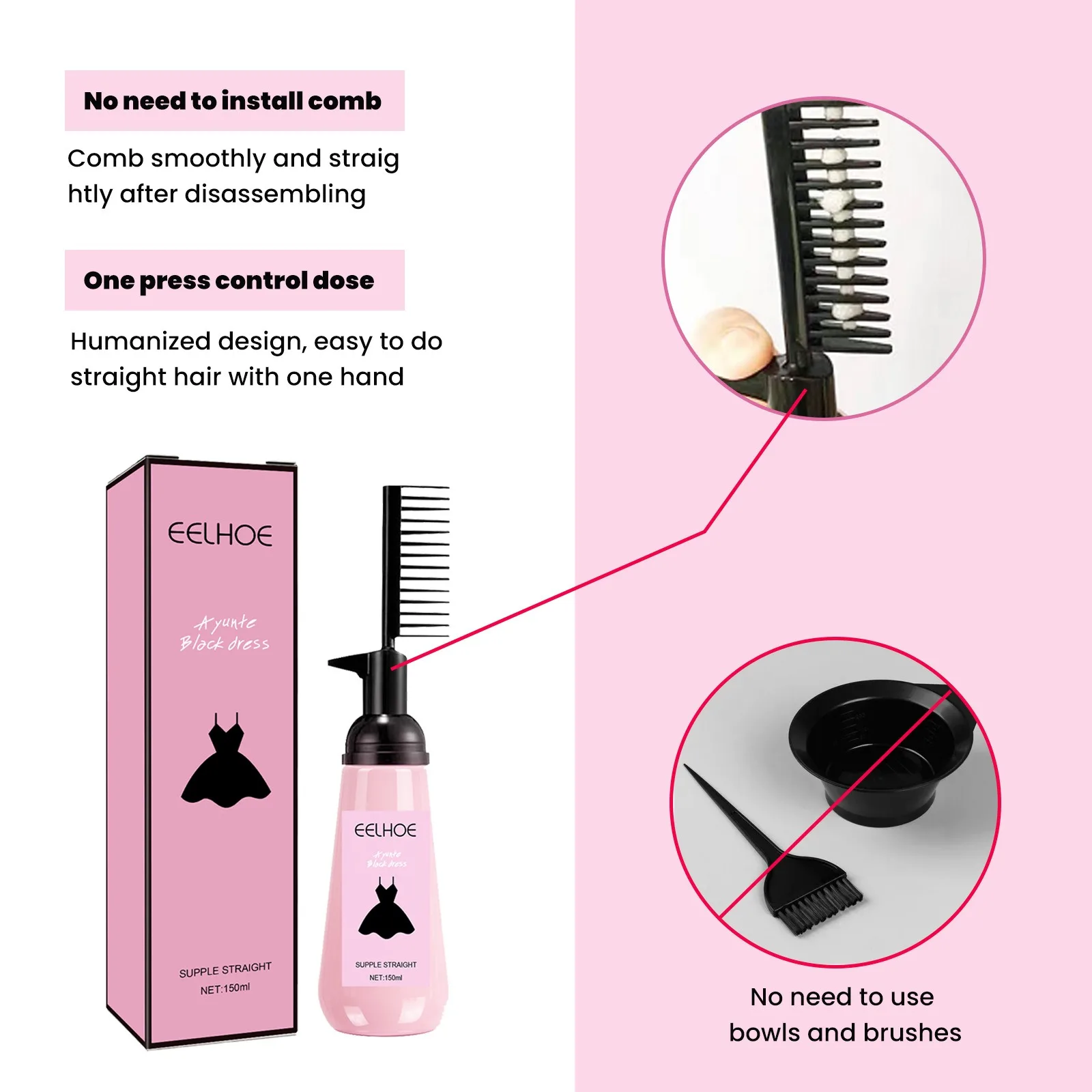 150ml Straightening Hair Care Cream Hair Comb Straightening Cream Smooth Nourishing Dry