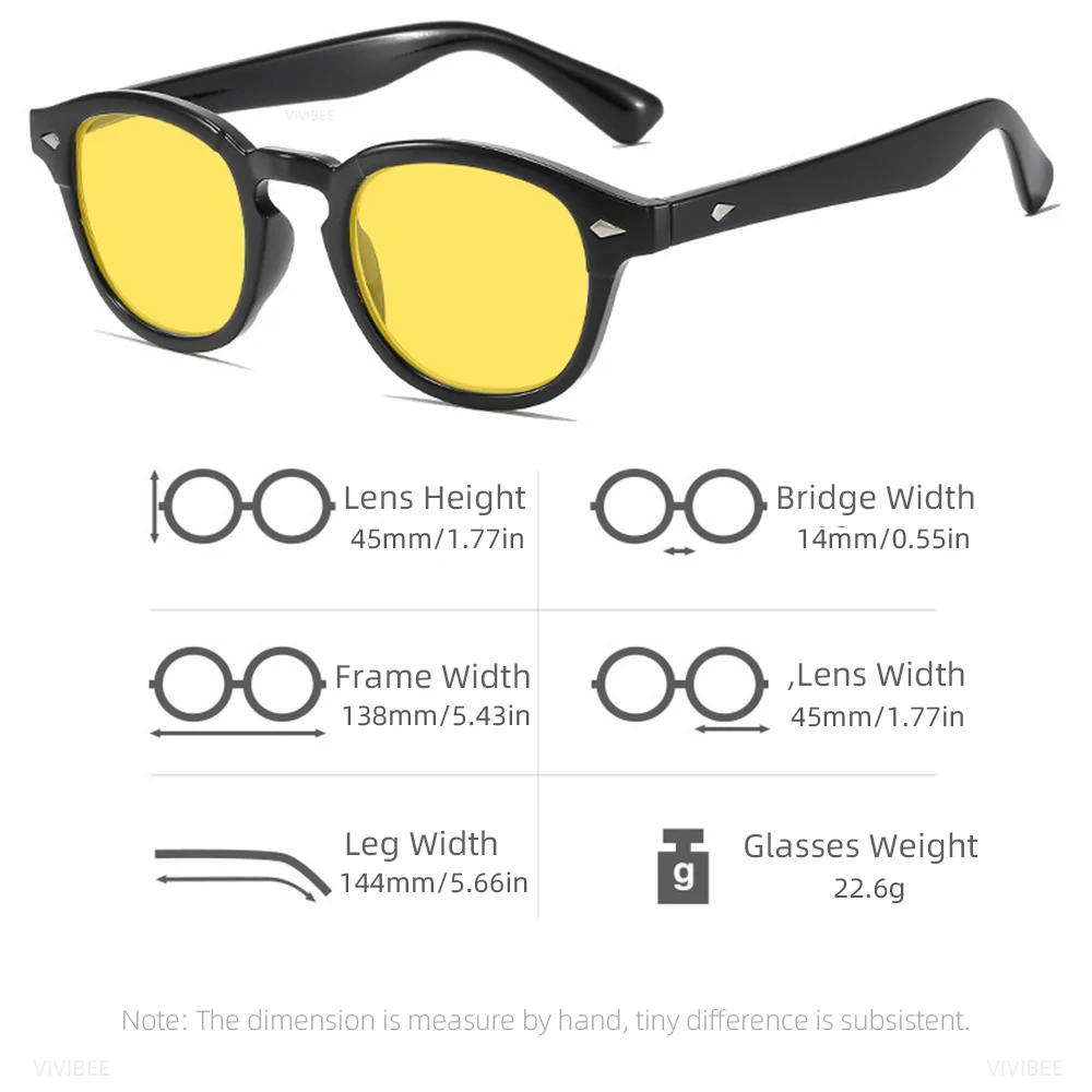 Retro Blue Light Blocking Square Glasses with Yellow Night Vision Lens - UV400 Bluelight Filter Eyewear
