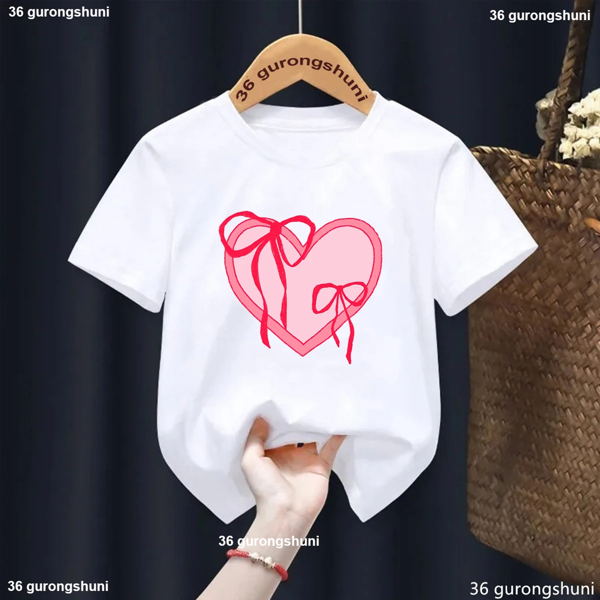 Summer Girls Short Sleeved T-Shirt Kids Top Toddler Fashion Bowtie Print O-Neck Short Sleeved Tee Children'S Candy Color Clothes 3