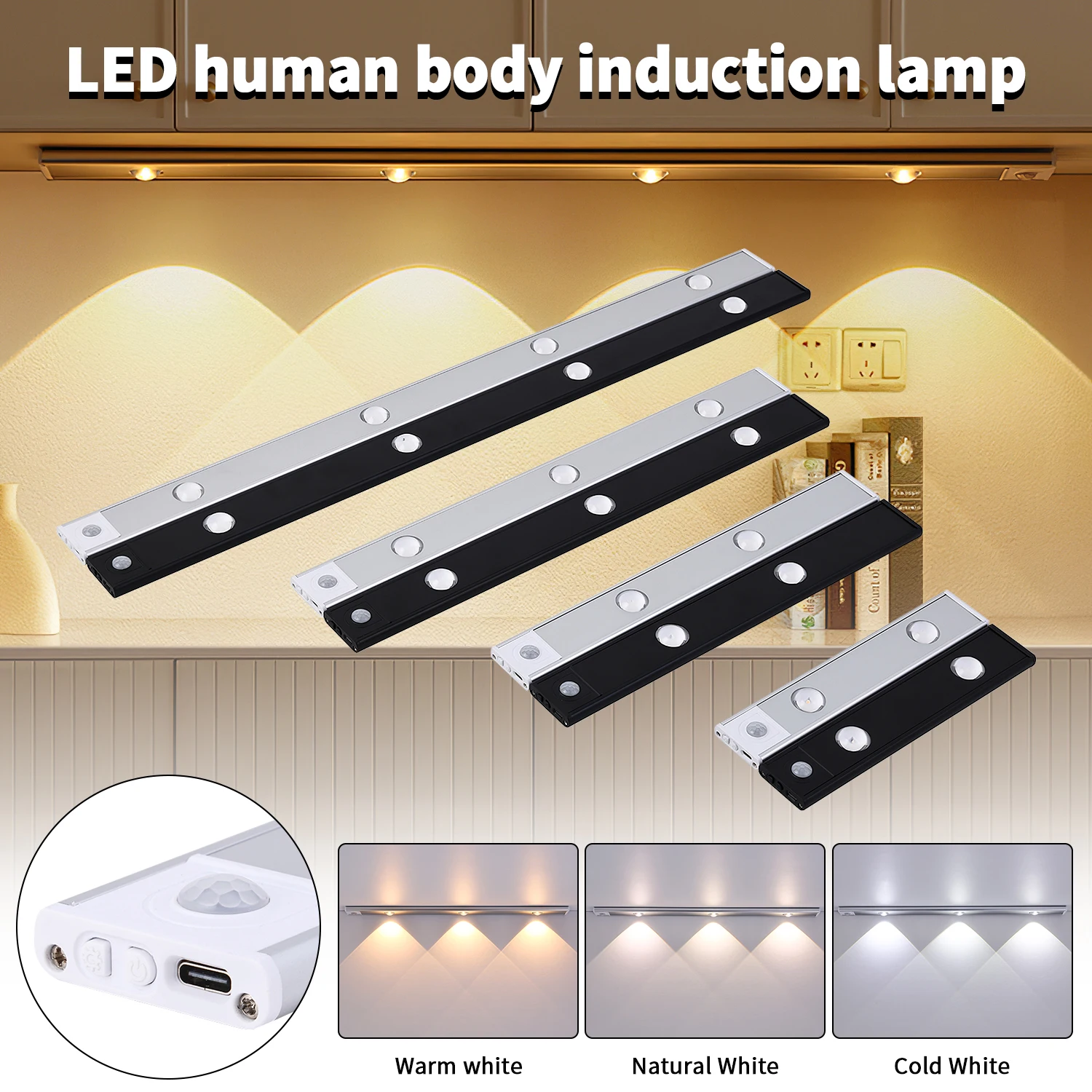 Rechargeable LED Lamp With Motion Sensor Ultra-thin Cabinet Closet