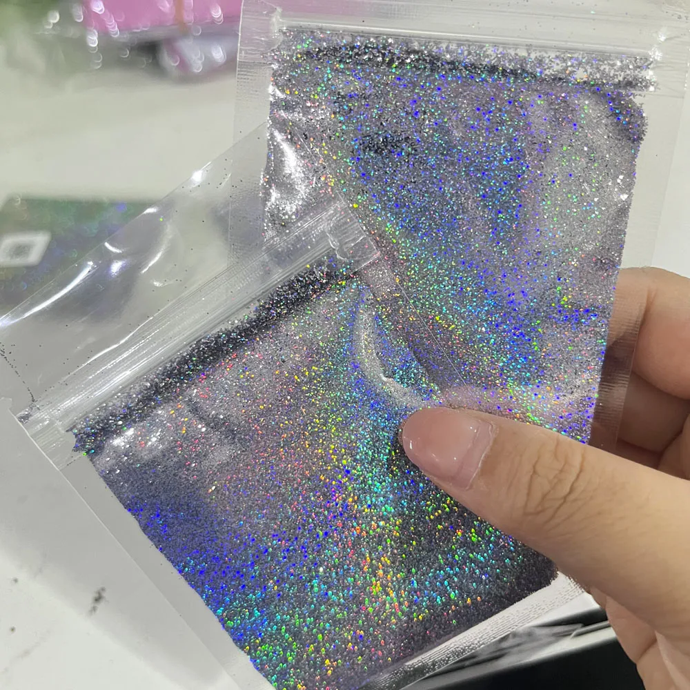 10g 홀로그램 레이저 이리데슨스 네일 글리터 파우더 0.2mm 초미세 레인보우 미러 크롬 피그먼트 더스트 UV 젤 폴리쉬용