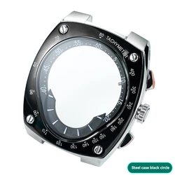 Stainless Steel Watch Case with Black Scale Ring and Glass Shell Finish (Steel case)