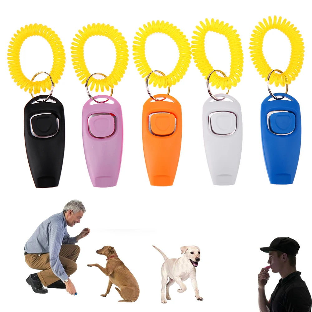Dog Training Clicker Pet Cat Plastic New Dogs Click Trainer Aid Tools Adjustable Wrist Strap Sound Key Chain Dog Supplies dog agility training set