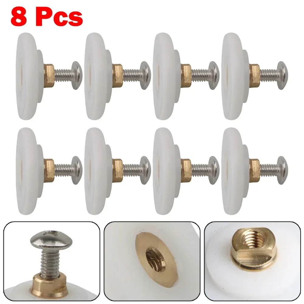 Old Fashioned Sliding Door Arc Bathroom Pulley Hanging Wheel 8pcs Bathroom Glass Door Hanging Wheel Shower Room