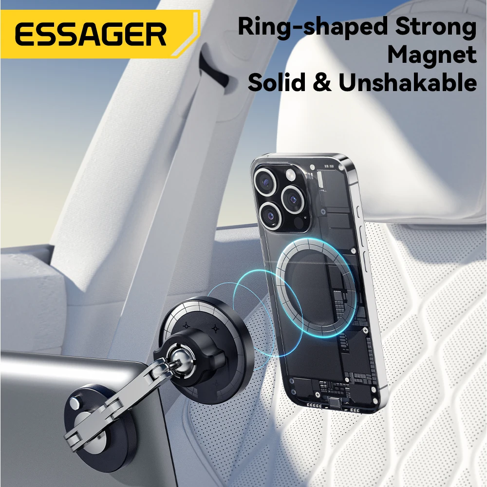 Essager 15W 자기 무선 자동차 전화 홀더 텔레스코픽 360 학위 자동차 마운트 아이폰 15 14 삼성 유니버설 홀더 스탠드