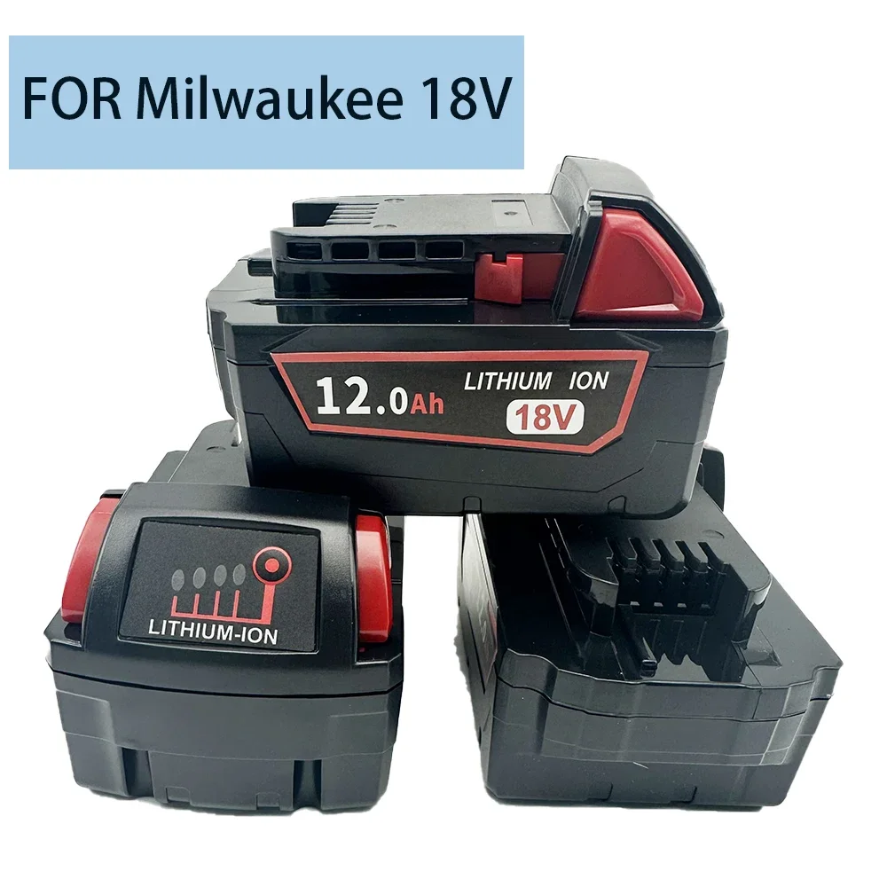 100%Original For Milwaukee M18 Power Tool Battery, Charger, BR, XC, 18V, 12000mAh M18B5, 48-11-1860, Built-in 18650 Battery 5