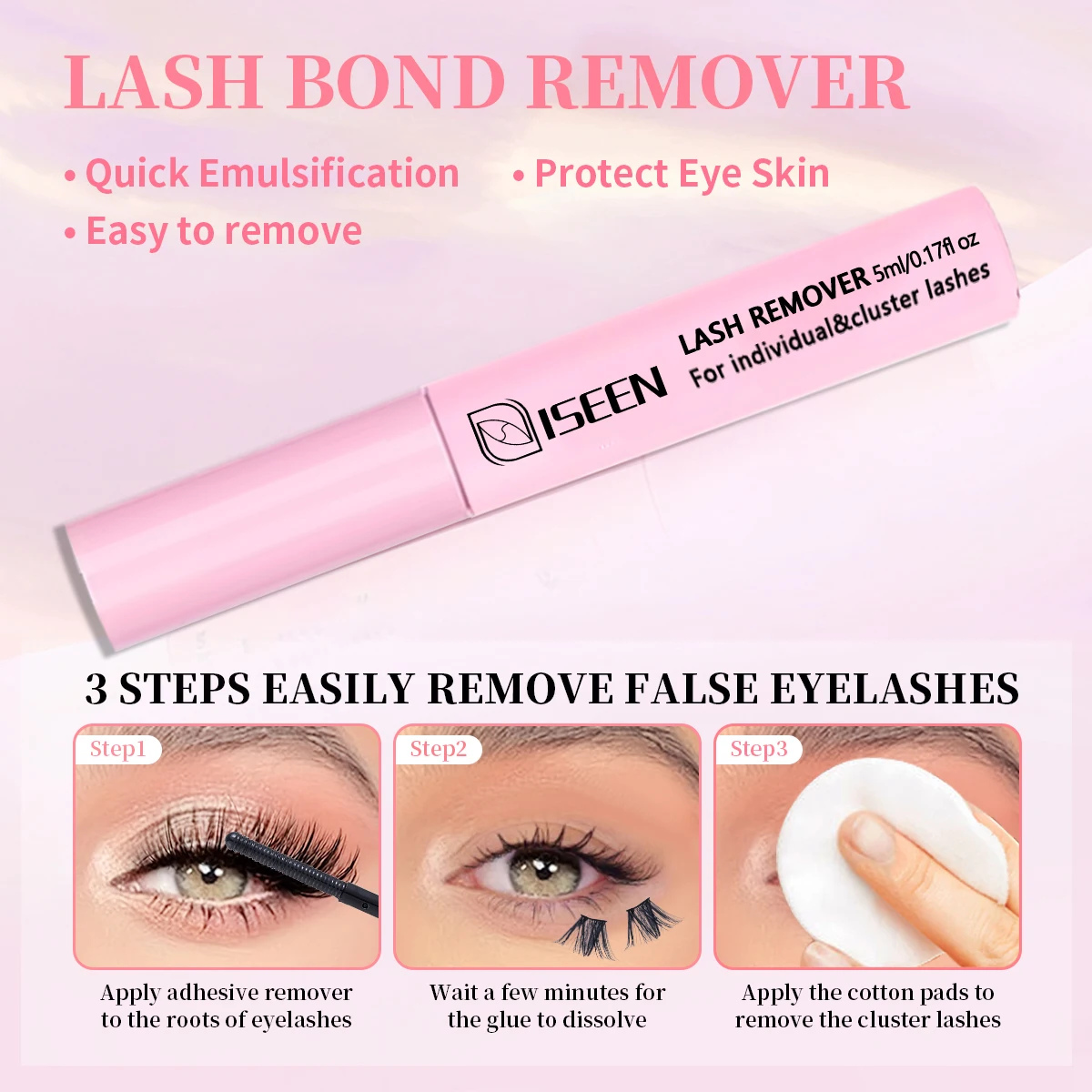 Lash Bond And Seal 10ml DIY Lash Extension And Lash Glue Remover 5ml Kit Long Lasting with Tweezers Eyelash curler Makeup Tool 3