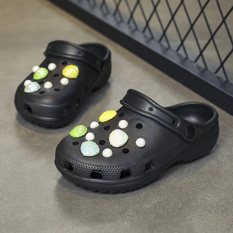 Kids Sandals Beach Shoes Children Sandals Baby Shoes Kids Shoes Summer Kids Sandals Hole Children's Shoes Slippers Soft Anti-Skid Cartoon DIY Design Hole Sandy Beach For Boys Girls
