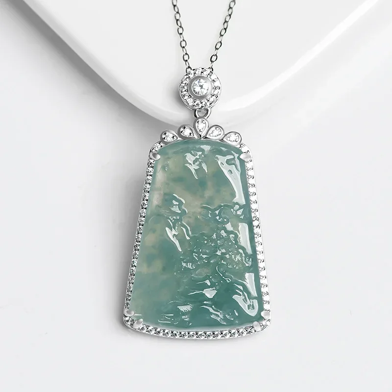 burmese-jade-landscape-pendant-designer-necklace-certificate-jadeite-emerald-gemstone-natural-pendants-925-silver-blue-choker