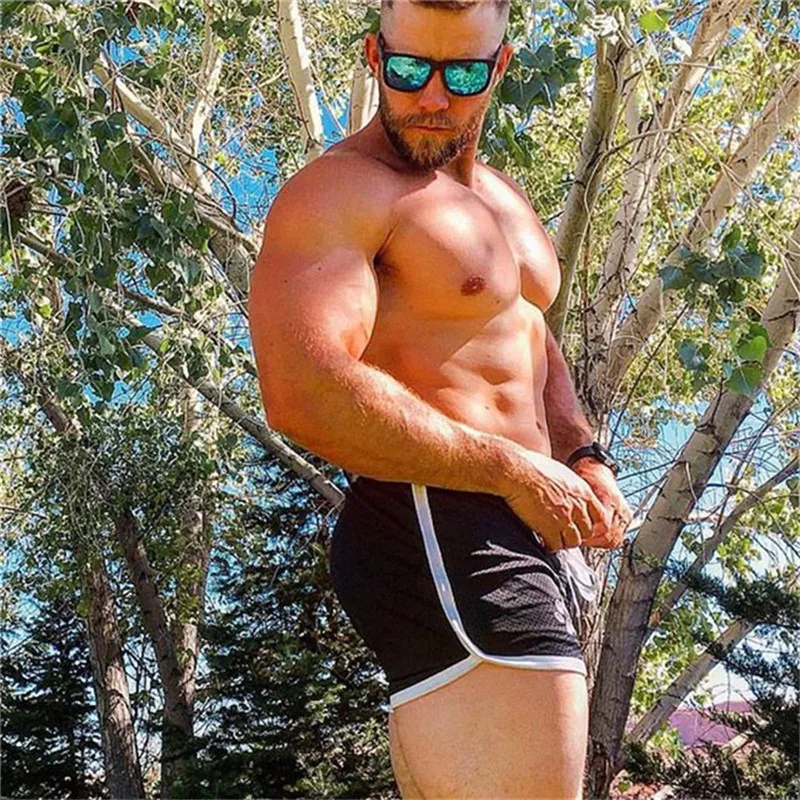 Men Fitness Bodybuilding Shorts Gyms Workout Male Breathable Mesh Quick Dry Sportswear Jogger Beach Short Pants multiple pieces