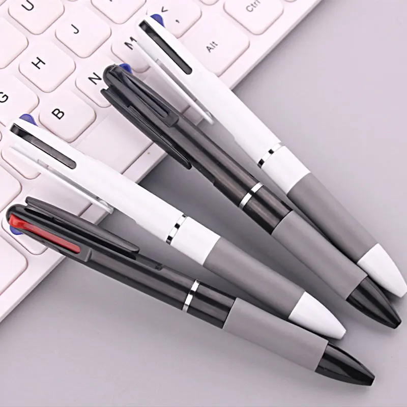 

30Pcs Ballpoint Pen Kawaii Silica 3 Colored Ink Black Blue Red Ball Pens for Writing Kids Students Gift Stationery