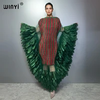 Robe longue plissée élastique WINYI 2026, tenue de plage, kaftan, abaya, robe de soirée de luxe Dubaï, robe longue pour femme musulmane 1