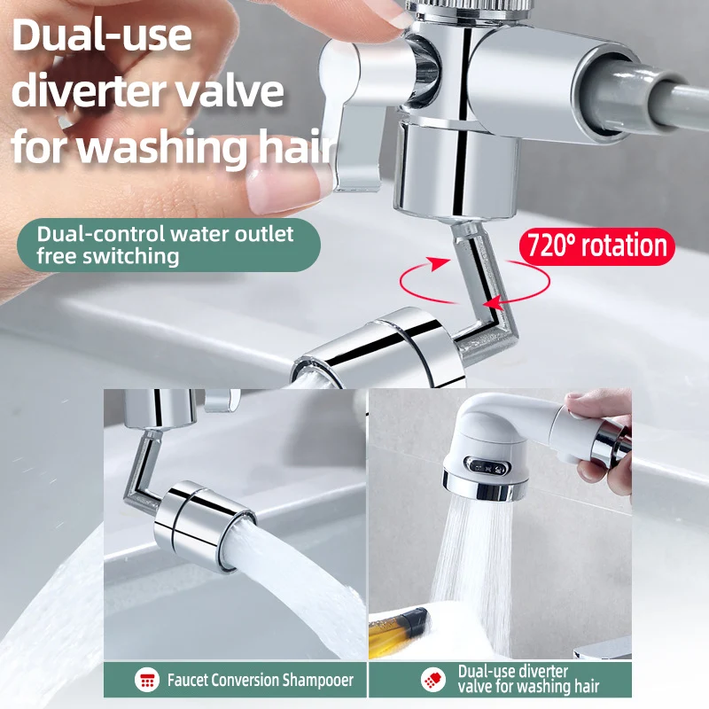1080 ° universal rotary faucet dual-mode nozzle washbasin kitchen robot arm extension faucet aerator bathroom accessories 3