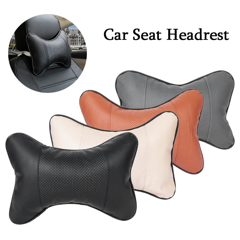 1pc Car Auto Seat Head Neck Rest Leather Cushion Safety Pad Head