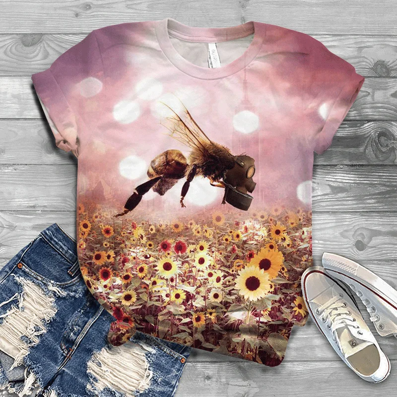 Custom T-shirts Bird Print Short Sleeve T-Shirts Top O-Neck Woman's T-shirt Women Gothic Clothes Women's Clothing | Женская