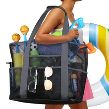 

8 Pockets Summer Large Beach Bag For Towels Mesh Durable Beach Bag For Toys Waterproof Underwear Pocket Beach Tote Bag