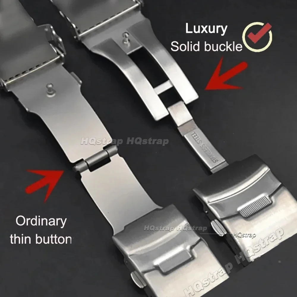 Elegant Stainless Steel Mesh Watch Band - Solid Silver & Black Metal Bracelet Strap