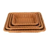 Fruit Tea Snack Bread Storage Tray Handwoven Rattan Wicker Basket 22/30/35cm Picnic Cosmetic Storage Box Kitchen Household Tool 2