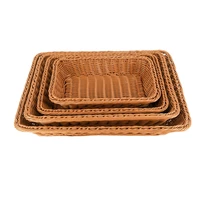 Fruit Tea Snack Bread Storage Tray Handwoven Rattan Wicker Basket 22/30/35cm Picnic Cosmetic Storage Box Kitchen Household Tool 2